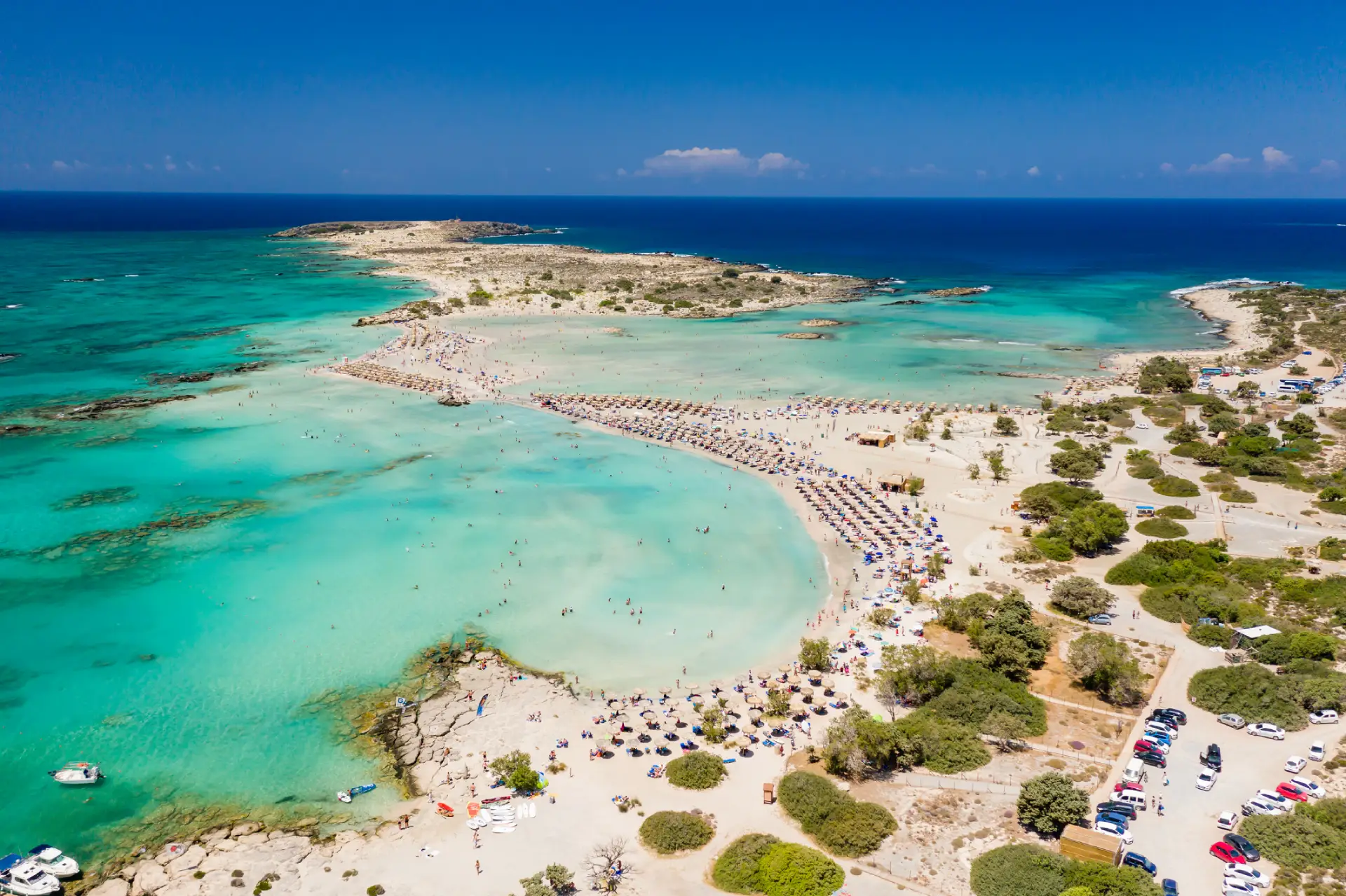 aerial view of elafonissi beach in crete