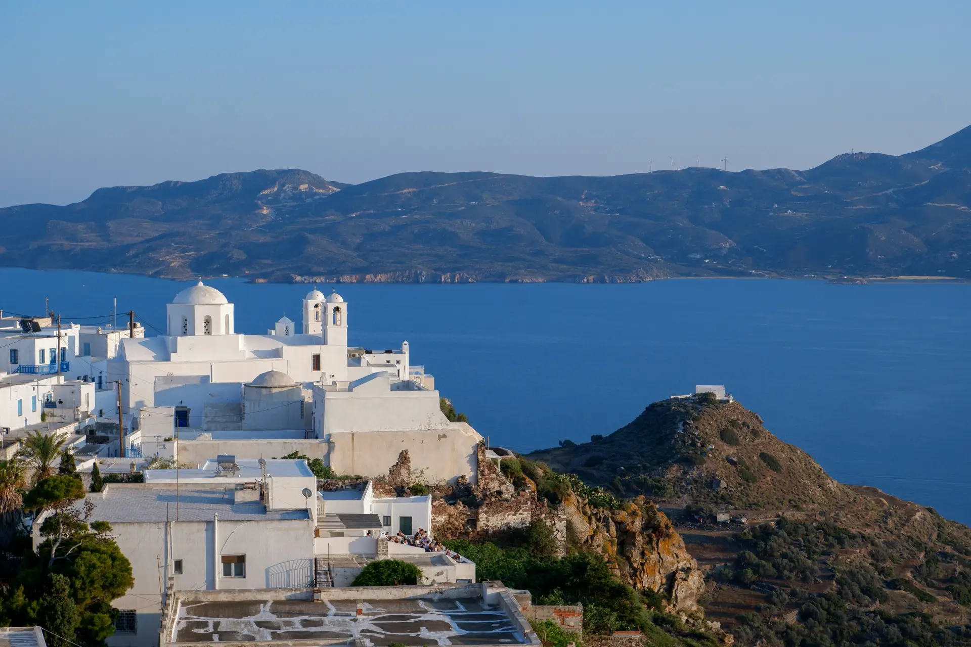 overview of church Panagia Korfiatissa in Milos