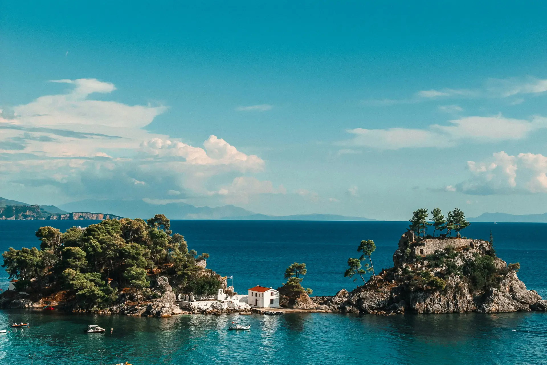 overview of Panagia islet in Parga 