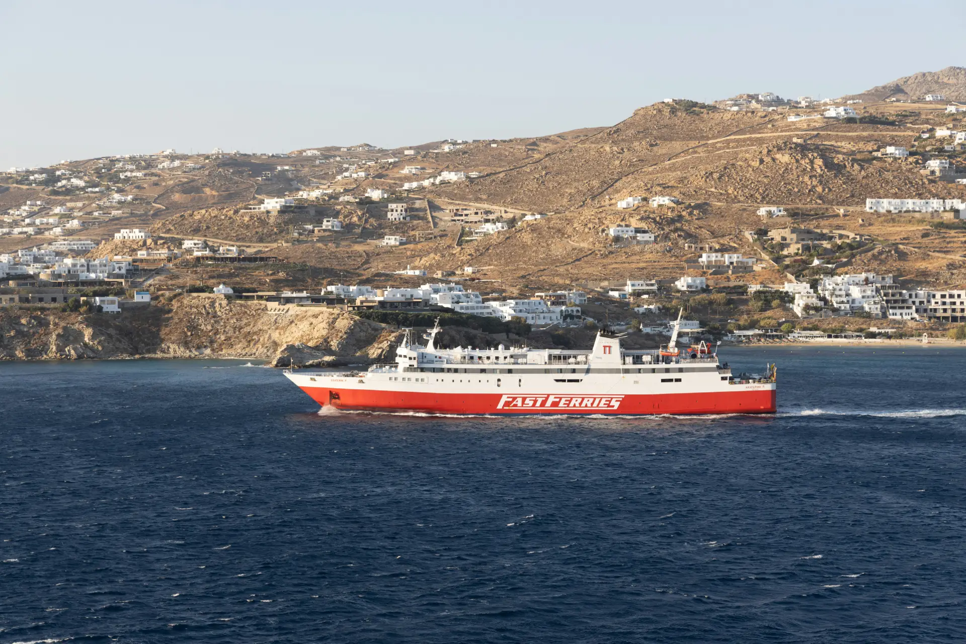 a ferry near an island 