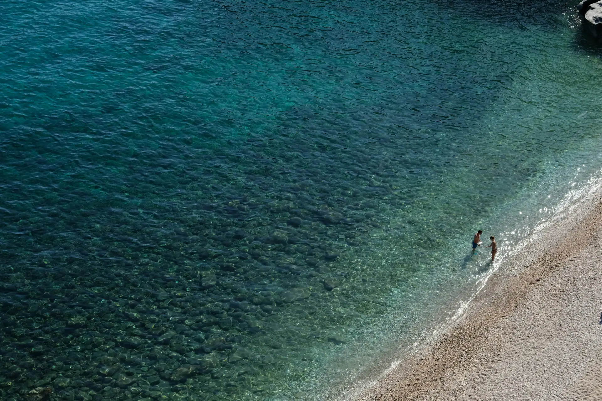aerial coastal view with two persons