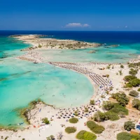aerial view of elafonissi beach in crete
